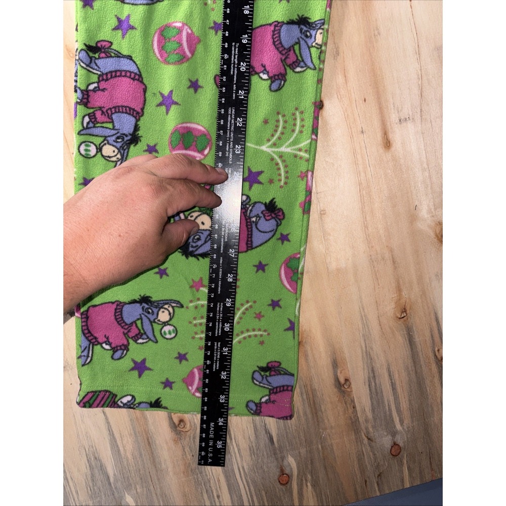 Disney Eeyore Fleece Lounge Pants Green Purple Holiday Pajamas Womens Medium - Picture 2 of 4